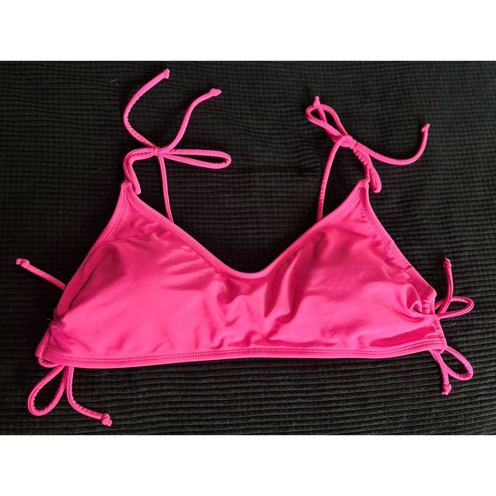 No‎ Boundaries Neon Pink Bikini Top Size XL Tie Straps Lined Padded